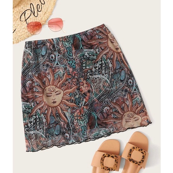 Women's Stretchy Elastic Waist Print Boho Mini Skirt Summer abstract print - Picture 9 of 11